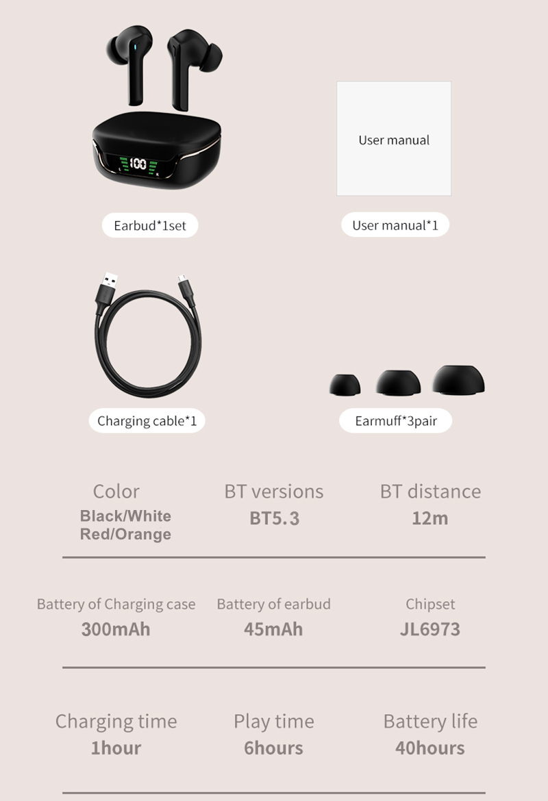 black wireless earbuds