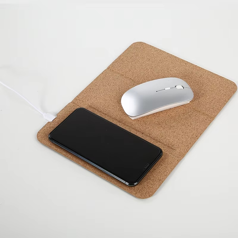 Eco-Friendly Foldable Cork Wireless Charger Mouse Pad 3 in 1 Wireless Charger Stand
