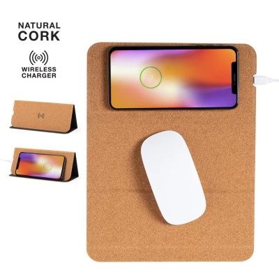 Eco-Friendly Foldable Cork Wireless Charger Mouse Pad 3 in 1 Wireless Charger Stand