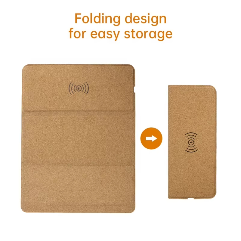 Eco-Friendly Fordable Cork Wireless Charger Mouse Pad 3 in 1 Wireless Charger Stand Mouse Pad
