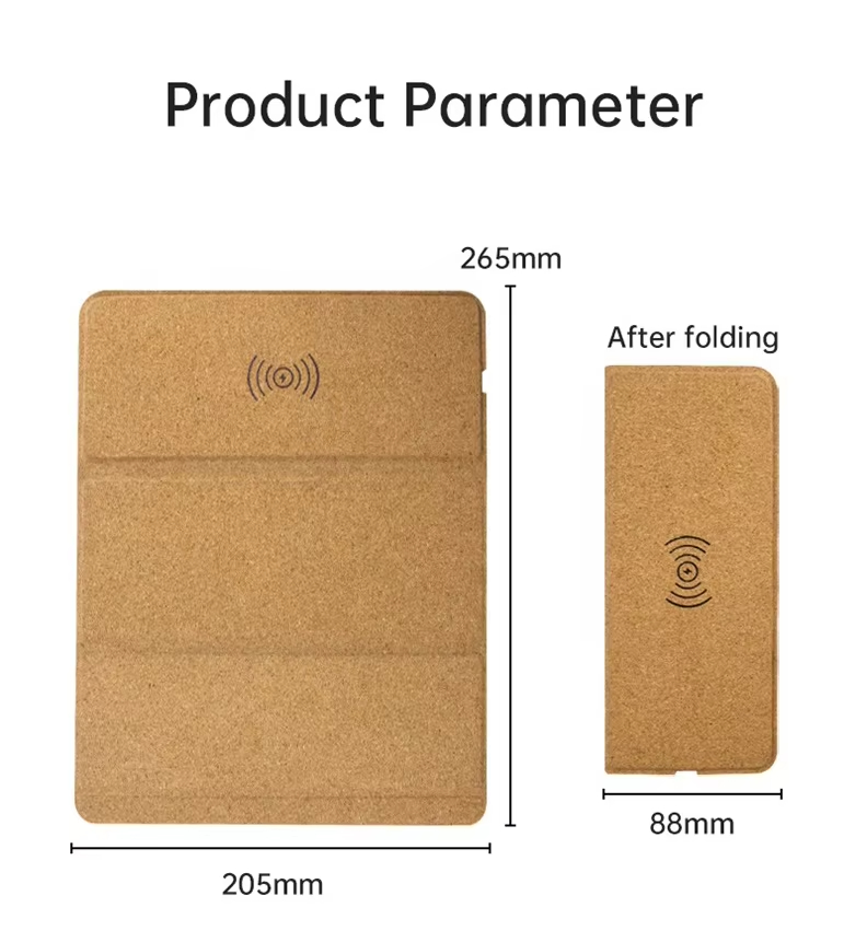Eco-Friendly Fordable Cork Wireless Charger Mouse Pad 3 in 1 Wireless Charger Stand Mouse Pad