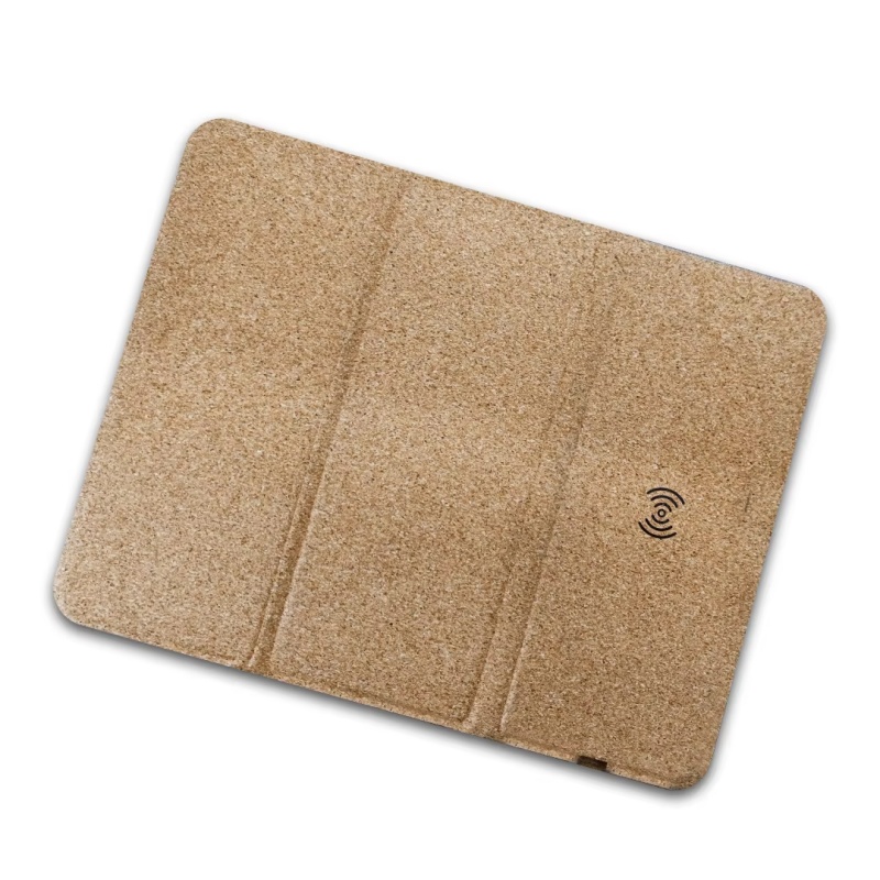 Eco-Friendly Fordable Cork Wireless Charger Mouse Pad 3 in 1 Wireless Charger Stand Mouse Pad