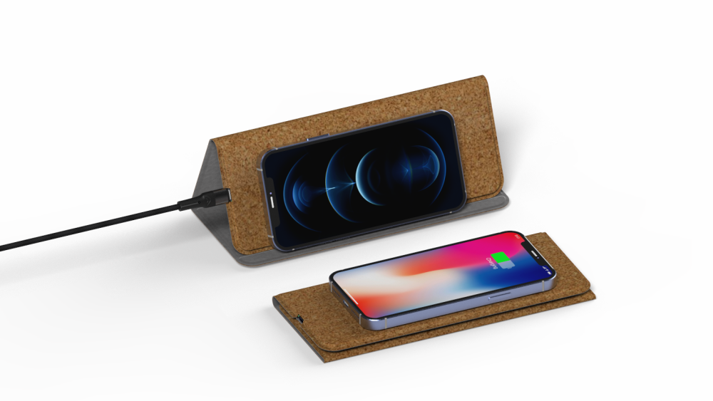 Eco-Friendly Fordable Cork Wireless Charger Mouse Pad 3 in 1 Wireless Charger Stand Mouse Pad