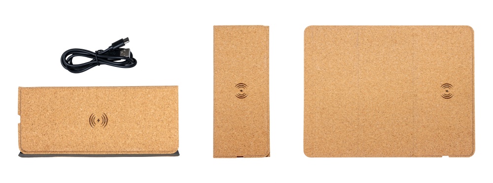 Eco-Friendly Fordable Cork Wireless Charger Mouse Pad 3 in 1 Wireless Charger Stand Mouse Pad