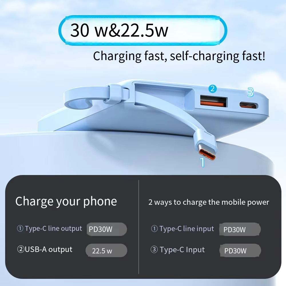 2025 New Trending Designs Super-Fast Charging Charger 10000mAh PD30W Powerbank