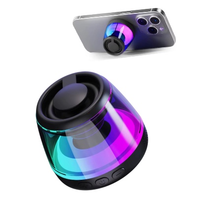 Magnetic speaker with mobile phone holder and portable RGB light speaker