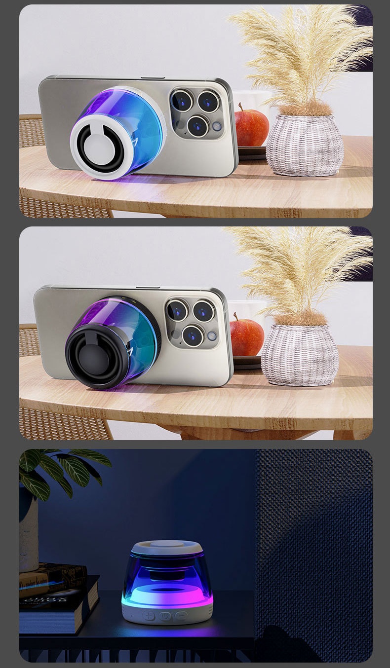 Magnetic speaker with mobile phone holder