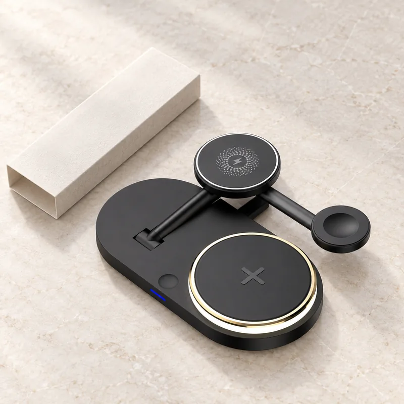 15W Foldable Magnetic Wireless Charger with LED Light