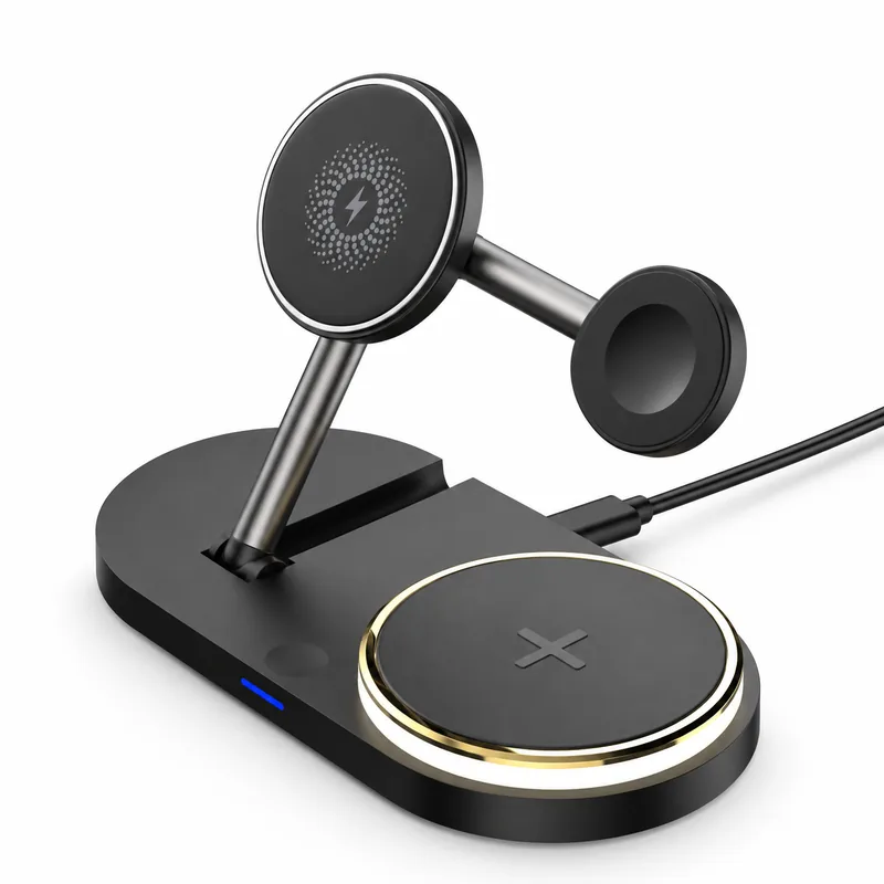 15W Foldable Magnetic Wireless Charger with LED Light
