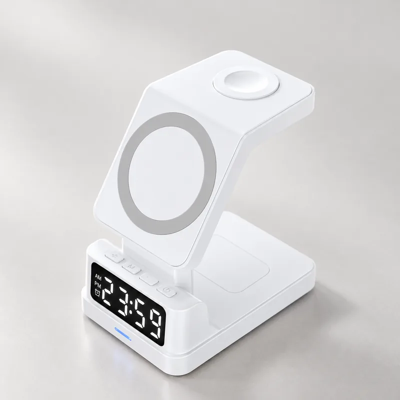 15W Foldable Magnetic Wireless Charger with Digital Alarm Clock