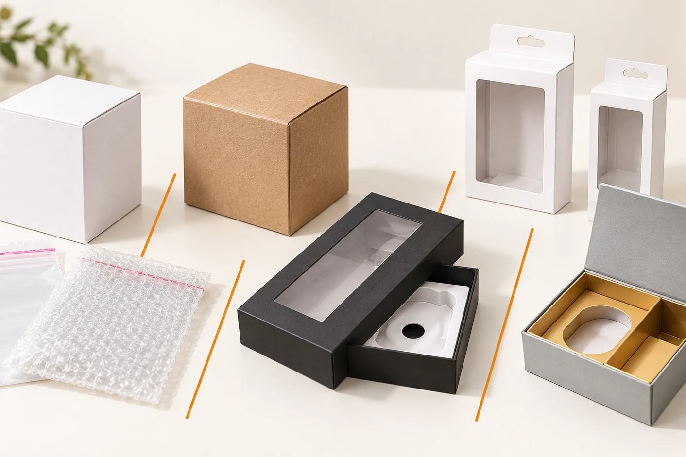 Unbranded protective, retail, recycled, and gift packaging structures