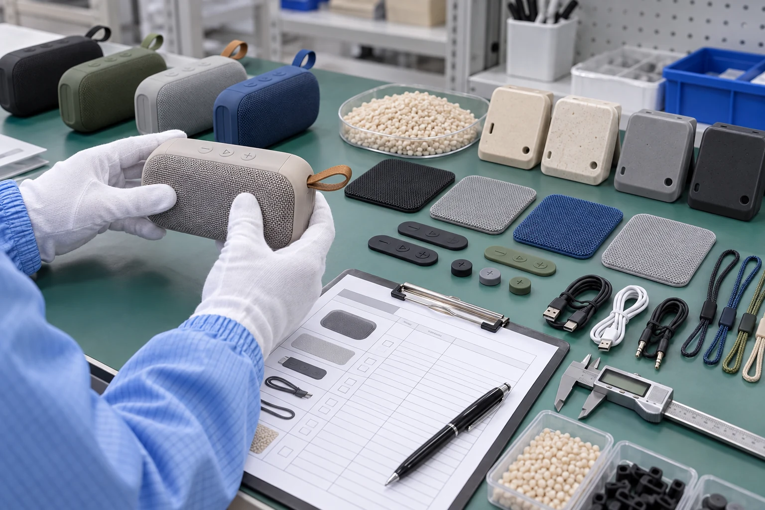 Speaker materials and components arranged for incoming quality inspection